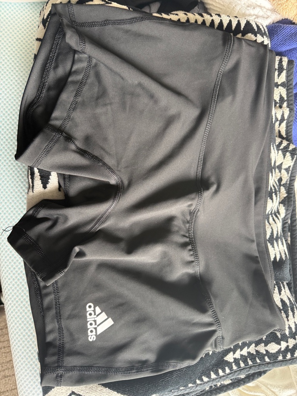 adidas Black Compression Shorts with White Logo